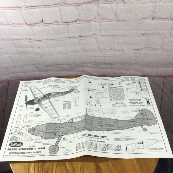 Vintage Guillow Messerschmitt BF-109 Authentic Scale Flying Model Kit - Picture 8 of 14